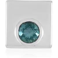 Cavill - Zilveren Hanger 925 Sterling Zilver Geplatineerd - 1,067 ct Petrol Fluoriet - Ronde Edelsteen - Modern Elegant Sieraad