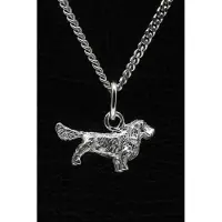 MOOYE ® - Collectie Zilveren Sussex spaniel met staart ketting hanger - klein