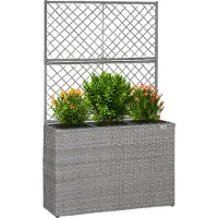 Casaria Polyrattan Bloembak met Latwerk Grijs