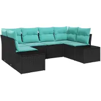 vidaXL Tuinbank Set 6 st 6-Aantal zitplaatsen Zwart en Turkoois