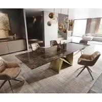 DELIFE Eettafel Edge Keramiek Emperador Extra Lucidato Donkerbruin 300x100 Origami Metallic Goud
