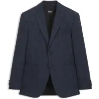 BOSS Regular-fit colbert van een wolmix met dessin