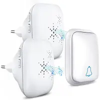 ALLVIA Draadloze Deurbel Met 2 Ontvangers - Deurbel - Deurbel Draadloos - Wit - 12cm x 9cm x 9cm