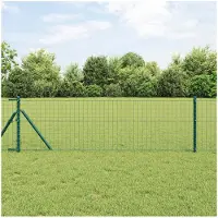 vidaXL Hekpaal 12 st Groen 90 cm Poedercoated staal