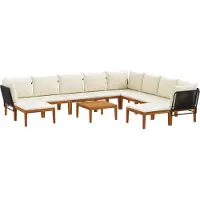 vidaXL 11 st Massief acaciahout & touw Naturel