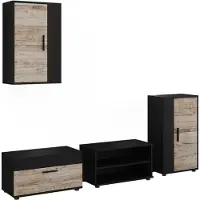 Vicco Woonwand Berno, Zwart/Zand eik, Set van 4 stuks