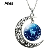 MaxPower (Ram) Unisex Augury Sieraden 12 Sterrenbeelden Holle Halve Maan Faux Gem Ketting Partij Sieraden Cadeau