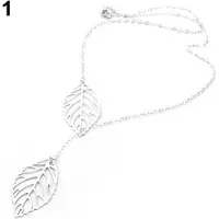 MaxPower (Silber) Damen-Halskette mit einfachem 2-Blätter-Halsband und Statement-Anhänger, Schmuck