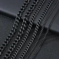 MaxPower (Zwart -3 mm 50 cm) Klassieke herenketting Breedte 3 tot 7 mm roestvrijstalen lange ketting voor heren