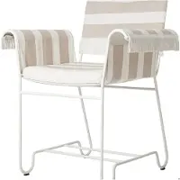 Gubi Tropique Dining Eetstoel Classic White Semi Matt | Leslie Stripe 040 | With Fringes