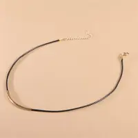MaxPower (Gold) Lederseil Metallrohr Halskette Damen Schlüsselbeinkette Harajuku Kurzhalskragen Kette Choker Halskette