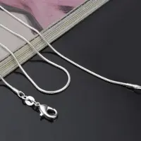 MaxPower (Silber -40 cm) Europäischer Stil, modische Unisex-runde Schlangenkette, lange Halskettenketten