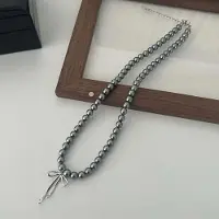 MaxPower (zoals op de foto) Modieuze grijze kralenketting Y2k strikhanger Goth Harajuku touwketting choker ketting