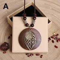 MaxPower (A) 1 stuk bladeren lange ketting choker kralen hanger houten ketting cadeau etnische stijl sieraden