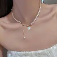 MaxPower (zoals op de foto) Koreaanse elegante parel kralen ketting voor dames dames mode strass schelp hart