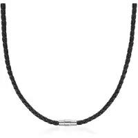 MaxPower (zwart -70cm-4mm) 4/6/7mm heren zwart geweven leer coord exclusieve ketting magnetische sluiting