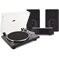 AVCOM Bluetooth Turntable with HiFi Amplifier and 6" Bookshelf Speakers Black
