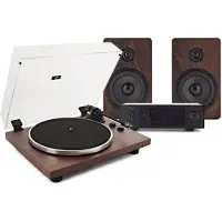 AVCOM Bluetooth Turntable with HiFi Amplifier and 5" Bookshelf Speakers Walnut