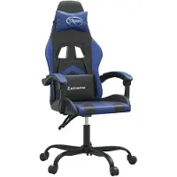 vidaXL Gamestoel draaibaar kunstleer zwart en blauw