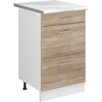 Vicco Keukenonderkast R-Line, Sonoma/Wit, 50 cm marmer werkblad