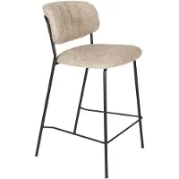 Housecraft living Jolien Barkrukken 65 cm Zwart/Beige Bouclé - Set van 2