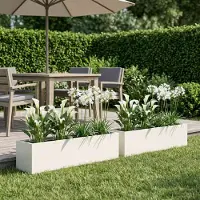vidaXL Plantenbak 2 st Wit 80 x 20 x 20 cm Koudgewalst staal