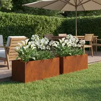 vidaXL Plantenbak 2 st Roestkleurig 60 x 20 x 20 cm weervast staal