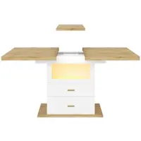 STILVORA Eettafel - Uitschuifbaar Met Led En Opbergruimte - Voor Keuken En Eetkamer - MDF - 110-140x80x75 Cm - Wit