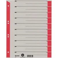 Leitz 1 tot 10 Tabbladen A4+ Rood 1 tab Karton 6 Gaten 1652 100 Stuks
