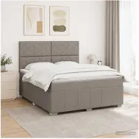 vidaXL Boxspringbed met matras met hoofdeinde Taupe 140 x 190 cm Stof