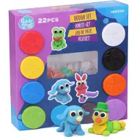 Eddy Toys Kleiset – 22-delige Klei Set voor Kinderen – 10 Potjes Boetseerklei (55 g) + 12 Vormpjes – Zachte Klei – Knutselen voor Kinderen – Voor Thuis of School