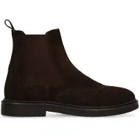 Manfield Donkerbruine suède chelsea boots | Maat 42