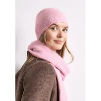 Street One Dames Fijngebreide muts in effen kleur - Roze - One size
