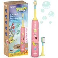 Beurer SC 11 SpongeBob Elektrische Tandenborstel Kind – Sonische Tandenborstel voor Kinderen 3-12 jaar – Tot 65.000 Bewegingen/min – 2 Opzetborstels 3+ & 6+ – USB-C – Seastar Pink