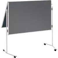 Franken ECO presentatiebord, 1200 x 750/1500 mm, opklapbaar, dubbelzijdig, met wielen, grijs/vilt