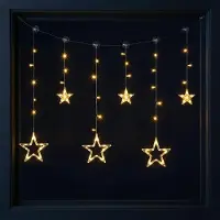 Spetebo LED-sterrenlichtgordijn, warm wit - 100 cm - Decoratieve lichtketting met 63 LED's voor binnenshuis
