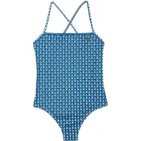 Lacoste Geometrisch gerecycled polyester badpak voor dames (Blauw)