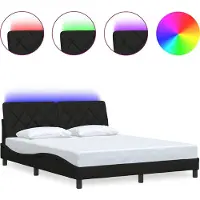 vidaXL Bedframe met LED-verlichting, zonder matras, zwart, 160x200 cm, stof