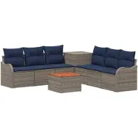 vidaXL Bankstel 8 st Grijs en Marineblauw 55 x 55 x 37 cm