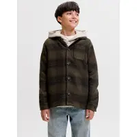 Jack & Jones JUNIOR geruit overshirt - donkergroen Overhemd Jongens Polyester Button down - maat 152