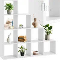 TecTake boekenkast Talisa - Open kast met 10 vakken - Trapvormig design - 130 x 29 x 130 cm - Wit