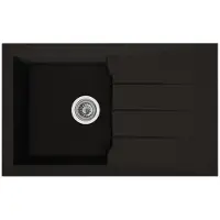 Stradour ALINEO 1C Keukenwerkbladspoel 81 x 50 cm, zwart, mat BMC, 1 kom, rechthoekige vorm met handmatig afvoer, afvoerplug + sifon