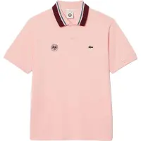 Lacoste Herenpolo met korte mouwen, relaxte pasvorm en zijsplitten van Roland Garros (Roze)