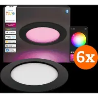 Philips Hue Inbouwspot Slim 6-Pack - White and Color - 170mm - Zwart