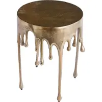 Invicta Extravagante bijzettafel LIQUID LINE 50cm goud druppelvormig design metaal aluminium rond - 39882