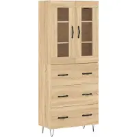 vidaXL Hoge kast 69,5x34x180 cm bewerkt hout sonoma eikenkleurig