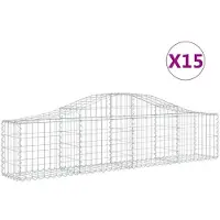 vidaXL Schanskorven 15 st gewelfd 200x30x40/60 cm gegalvaniseerd ijzer