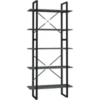 vidaXL Boekenkast met 5 schappen 80x30x175 cm bewerkt hout grijs