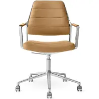 Vipp Bureaustoel Vipp455+ Swivel Chair Camel Leather Wielen