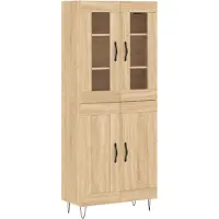 vidaXL Hoge kast 69,5x34x180 cm bewerkt hout sonoma eikenkleurig